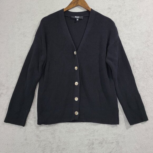 NWOT  Hudson Women's M  Black Button Front Cardigan Sweater Knit - Picture 1 of 5